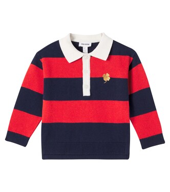 Striped cotton and wool polo sweater | Mini Rodini