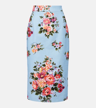 Jupe crayon en coton à fleurs | Dolce&Gabbana