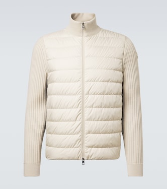 Down-paneled wool-trimmed zip-up cardigan | Moncler
