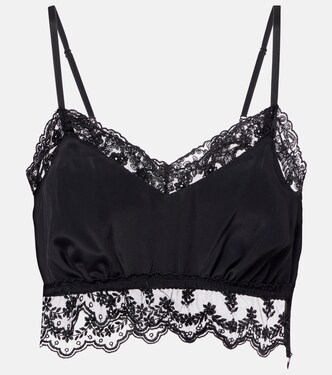 Lace-trimmed crêpe de chine crop top | Simone Rocha