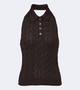 Cable-knit silk halterneck top | Ralph Lauren Collection