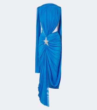 Draped embellished tulle midi dress | David Koma