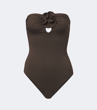 Floral-appliqué gathered swimsuit  | Magda Butrym