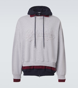 Logo layered cotton jersey hoodie | Balenciaga