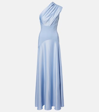 Robe asymétrique Gabriela en crêpe et satin | Solace London