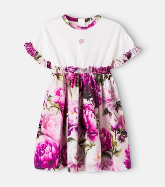 Floral ruffled cotton jersey dress | Dolce&Gabbana Kids