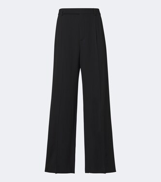 Pantaloni a gamba larga in misto lana a righe | Saint Laurent