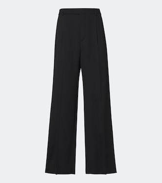 Striped wool-blend crêpe straight pants | Saint Laurent