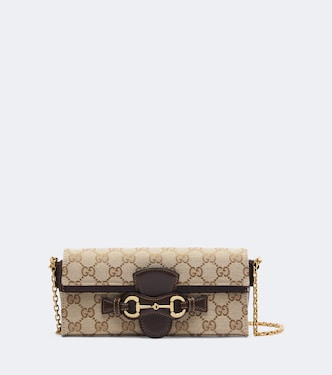 Horsebit GG Canvas wallet on chain | Gucci