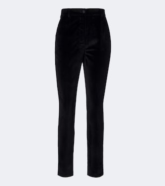 Pantalones slim de terciopelo de algodón y seda | Dolce&Gabbana