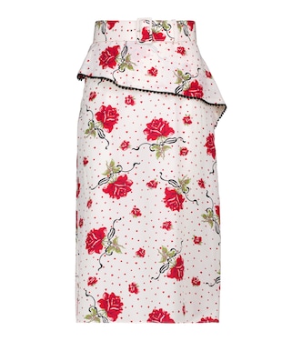 High-rise floral silk crêpe midi skirt | Rodarte