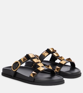 Roman Stud leather slides | Valentino Garavani