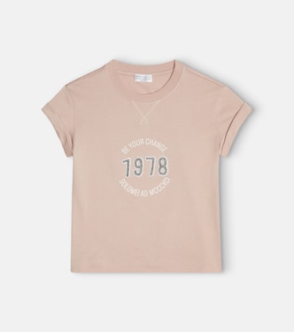 Embellished cotton T-shirt | Brunello Cucinelli Kids