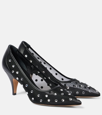 River embellished leather-trimmed pumps | Khaite