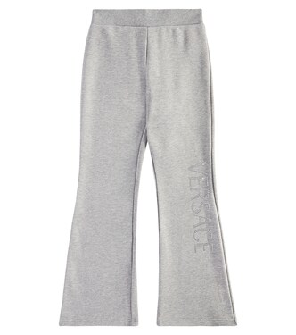 Logo embellished cotton jersey sweatpants | Versace Kids