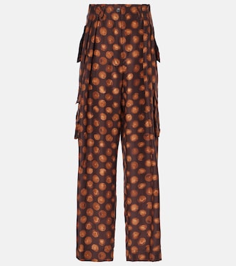 Pantalon cargo imprimé en soie | Dries Van Noten