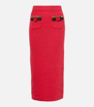 Embellished knitted midi skirt | Self-Portrait