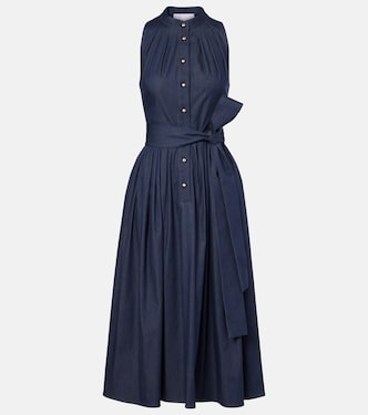 Gathered cotton-blend midi dress | Carolina Herrera