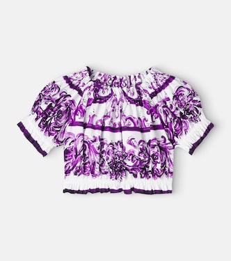 Majolica printed cotton poplin top | Dolce&Gabbana Kids