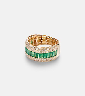 18kt gold ring with emeralds and diamonds | Shay Jewelry