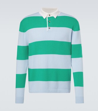 Striped wool and cashmere polo sweater | Allude