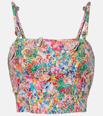 Appliqué floral linen top | Farm Rio