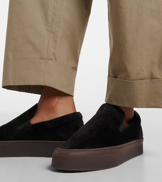 MH suede slip-on shoes in black - The Row | Mytheresa