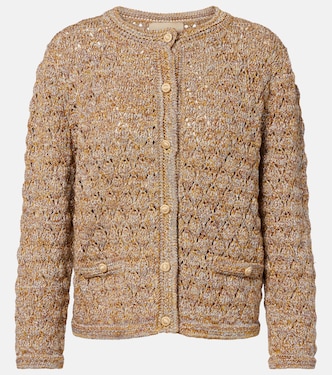Open-knit linen-blend lamé cardigan | Valentino