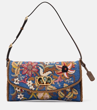 Sac porté épaule DeVain Small en denim  | Valentino Garavani