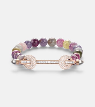Chakra 18kt rose gold beaded bracelet with gemstones | Ananya