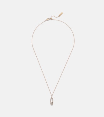 Move Uno Large 18kt rose gold necklace with diamonds | Messika