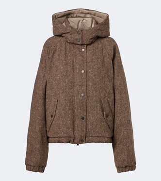 Hooded wool-blend down jacket | Brunello Cucinelli