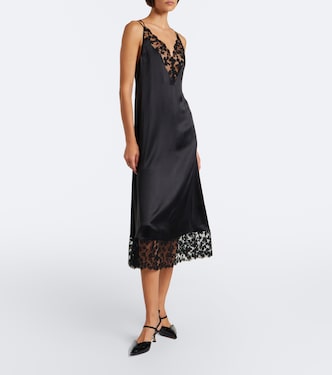 fendi dress black Lace-trimmed silk slip Size:UK 14-16 (L)
