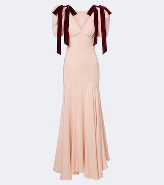 Vestido largo de crepé de seda con lazo | Rodarte