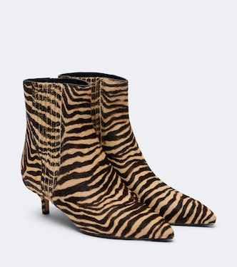Lisa printed calf hair ankle boots | Veronica Beard