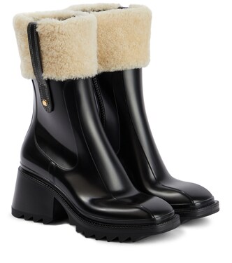 Betty shearling-trimmed PVC boots | Chloé