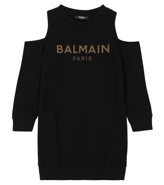 Cutout cotton sweatshirt dress | Balmain Kids