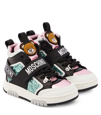 Logo leather high-top sneakers | Moschino Kids