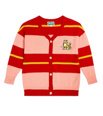 Logo striped cotton-blend cardigan | Kenzo Kids