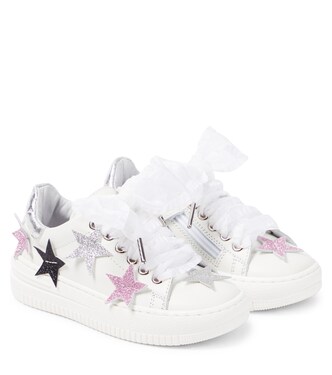 Appliqué leather sneakers  | Monnalisa