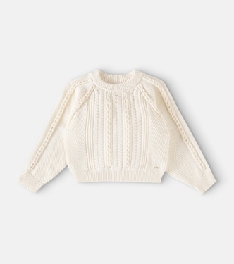 Cable-knit cotton and wool sweater | Chloé Kids