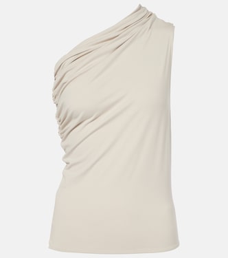 Pillar ruched one-shoulder jersey top | Entire Studios