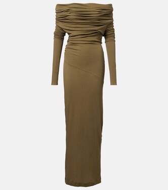 Bound draped cotton-blend maxi dress | Entire Studios