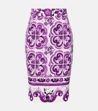 Jupe crayon Majolica en soie mélangée | Dolce&Gabbana