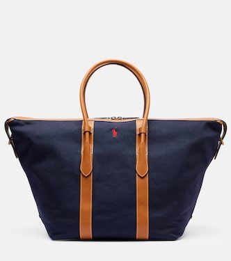 Classic XL leather-trimmed canvas tote bag | Polo Ralph Lauren