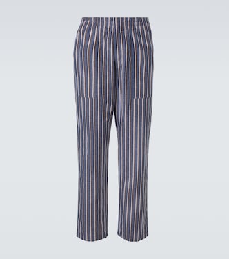Striped cotton-blend wide-leg pants | Bottega Veneta