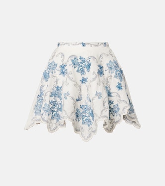 Retrato embroidered linen miniskirt  | Agua by Agua Bendita