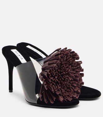 Floral-appliqué asymmetric mules | Alaïa