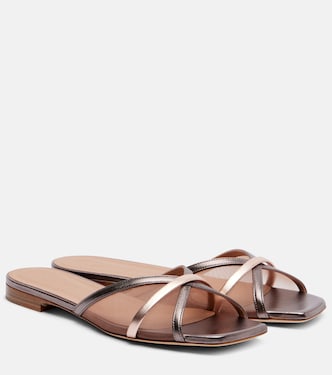 Perla leather and mesh slides | Malone Souliers