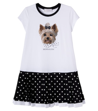 Embellished printed cotton-blend dress | Monnalisa